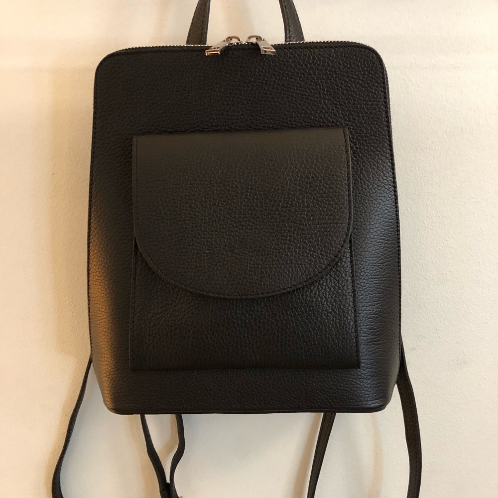 TANO black leather backpack purse